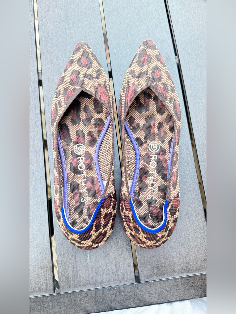 Rothy’s The Point size 9 Cheetah Leopard Animal Print Pointed Toe Flat Shoe